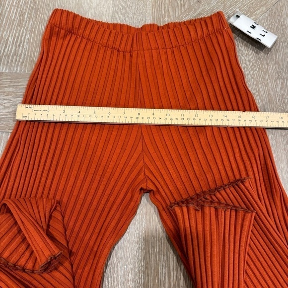 SIMON MILLER MAREK RIBBED STRETCH WIDE LEG TROUSER PANT SZ SML CLR DK ORANGE NWT - Picture 8 of 10